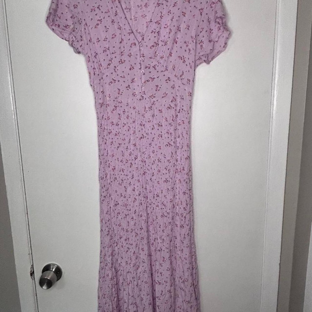 Billabong purple floral maxi dress with tie back detail Size M
